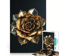 Puzzle da 1000 pezzi con foglie d'oro e piante grasse ideale per adulti e ragazzi per migliorare la memoria favorire il rilassamento e creare un'atmosfera rilassante perfetto come regalo di Natale