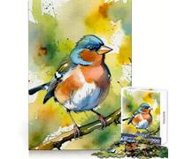 Puzzle da 1000 pezzi con fringuello ad acquerello su ramo, ideale per ragazzi Sviluppa le capacità logiche, rilassa la mente, è divertente e sicuro da assemblare Ottimo regalo (38x52cm)