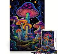 Puzzle da 1000 pezzi con funghi magici al neon per adulti e ragazzi, gioco di logica, divertente da assemblare, taglio preciso, (50x75cm)
