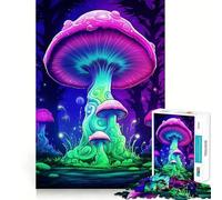 Puzzle da 1000 pezzi con funghi psichedelici al neon per adolescenti, gioco intelligente e rilassante, con schema di assemblaggio, regalo perfetto (38x52cm)