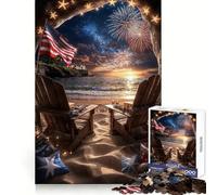 Puzzle da 1000 pezzi con fuochi d'artificio sulla spiaggia per adolescenti, per il benessere mentale, un'attività rilassante, un regalo significativo (50x75cm)