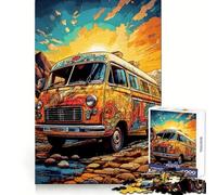 Puzzle da 1000 pezzi con furgone psichedelico al tramonto, ideale per adulti, un gioco stimolante per la mente, perfetto per giocare in casa Opera d'arte di pregio (50x75cm)