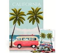 Puzzle da 1000 pezzi con furgone sulla spiaggia della California, adatto agli adulti, stimola la memoria, favorisce un coinvolgimento delicato e si incastra perfettamente, ideale come regalo di Natale