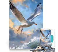Puzzle da 1000 pezzi con gabbiano che plana sulle onde dell'oceano, per adulti, gioco cognitivo, divertente da assemblare e da collezione (50x75cm)