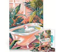 Puzzle da 1000 pezzi con gallina che fa il bagno in un ambiente tropicale,taglio preciso,gioco creativo per la mente,momento di relax,regalo di compleanno,hobby (38x52cm)