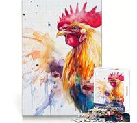 Puzzle da 1000 pezzi con gallo ad acquerello per adolescenti, ideale per allenare la concentrazione, per un divertimento senza fine e per un regalo perfetto (38x26cm)