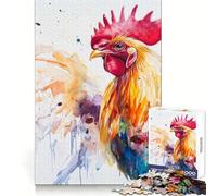 Puzzle da 1000 pezzi con gallo ad acquerello per ragazzi, ideale per allenare la concentrazione, per un divertimento senza fine e per completare i puzzle Un regalo perfetto (50x75cm)