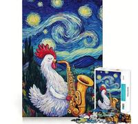 Puzzle da 1000 pezzi con gallo che suona il sassofono, ideale per adolescenti, un gioco rilassante e di qualità, perfetto come regalo (38x26cm)