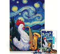 Puzzle da 1000 pezzi con gallo che suona il sassofono per adulti, ideale per rafforzare la memoria, alleviare lo stress e creare una sorpresa di compleanno (50x75cm)