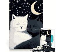 Puzzle da 1000 pezzi con gatti bianchi e neri,gioco di logica e incastri precisi,ideale per momenti di relax e divertimento,regalo di Natale (38x26cm)