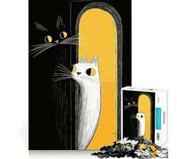 Puzzle da 1000 pezzi con gatti bianchi e neri,incastri lisci,divertente,stimolante per la logica e il pensiero creativo,ideale per un gioco casual o come regalo di Natale (50x75cm)