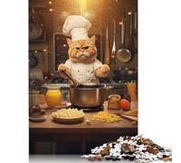Puzzle da 1000 pezzi con gatti che cucinano, puzzle divertenti per ragazzi e ragazze, puzzle di difficoltà elevata, usati per rilassarsi, 1000 pezzi (38x26 cm)