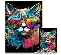 Puzzle da 1000 pezzi con gatti colorati e animali, da dipingere, per adulti, regalo perfetto per la festa della mamma, compleanni, Natale, 50x75CM/19,68x29,52 pollici.