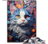 Puzzle da 1000 pezzi con gatti colorati in legno, attività divertente per la casa 50x75cm, decorazione fai da te, regalo per le vacanze che stimola il cervello