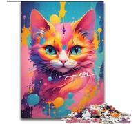 Puzzle da 1000 pezzi con gatti colorati in legno, gioco interattivo per famiglie, adatto dai 14 anni in su, 50x75cm, gioco rompicapo per adolescenti, regalo perfetto per le feste