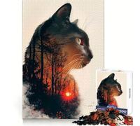 Puzzle da 1000 pezzi con gatti e natura per ragazzi,stimolante per la logica,facile da completare,con incastro perfetto,ideale come regalo stagionale (50x75cm)