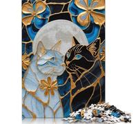 Puzzle da 1000 pezzi con gatti innamorati e arte Kintsugi per adulti e adolescenti, giocattoli educativi per l'apprendimento su carta, 1000 pezzi (75x50 cm)