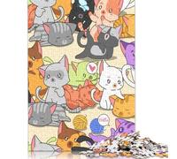 Puzzle da 1000 pezzi con gatti neri e arcobaleno, stimolante e stimolante, ideale come regalo per adulti e ragazzi, 1000 pezzi (75x50 cm)