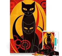 Puzzle da 1000 pezzi con gatti neri,gioco di precisione,divertente e creativo,gioco rilassante,regalo di Natale per la tranquillità 38x52cm