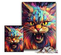 Puzzle da 1000 pezzi con gatti psichedelici, colorati e artistici, per adulti, adolescenti e famiglie, gioco rompicapo fai da te, formato regalo, 26x38cm.