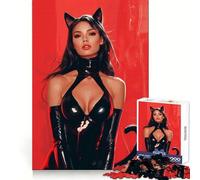 Puzzle da 1000 pezzi con gattina in lattice sexy per adolescenti, ideale per il recupero della memoria, il relax e il divertimento, con dettagli nitidi, perfetto come regalo stagionale 38x26cm
