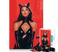 Puzzle da 1000 pezzi con gattina sexy in lattice, gioco di logica per adulti, ideale per momenti di condivisione, con bordi di alta qualità e come regalo 50x75cm