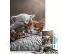 Puzzle da 1000 pezzi con gattini addormentati, ideale per adulti, regalo, gioco di abilità mentale, divertente e rilassante, con design da assemblare, 50x75cm