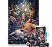 Puzzle da 1000 pezzi con gattini e coniglietti addormentati per adolescenti, ideale per stimolare la memoria, calmare la mente e creare un'opera d'arte da collezione 38x26cm