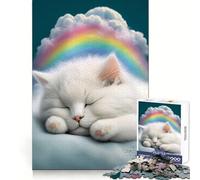 Puzzle da 1000 pezzi con gattino bianco addormentato per adolescenti, ideale per sviluppare le capacità logiche, per un'attività rilassante e precisa, perfetto come regalo di Natale (38x26cm)