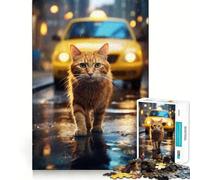 Puzzle da 1000 pezzi con gattino giallo che cammina,gioco di abilità mentale,taglio laser di alta qualità,esercizio mentale per momenti di tranquillità a casa (50x75cm)