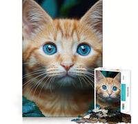 Puzzle da 1000 pezzi con gattino soriano arancione e occhi azzurri, ideale per ragazzi, gioco di abilità mentale, divertimento rilassante, design da assemblare, (38x52cm)