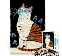Puzzle da 1000 pezzi con gatto a strisce di tigre,gioco di incastro,divertente e stimolante per la mente,ideale per momenti di relax,regalo di compleanno (38x26cm)