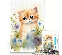 Puzzle da 1000 pezzi con gatto ad acquerello,pezzi ben definiti,gioco cognitivo per lo sviluppo delle capacità cognitive,ideale per momenti di relax e divertimento,perfetto per l'esposizione natalizia