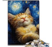 Puzzle da 1000 pezzi con gatto addormentato, in cartone, regalo di Natale, ideale per ufficio, camera da letto, soggiorno, dimensioni 38x26cm