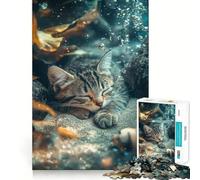 Puzzle da 1000 pezzi con gatto addormentato sott'acqua, ideale per ragazzi, perfetto per il tempo libero Taglio preciso, regalo stagionale 38x26cm