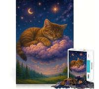 Puzzle da 1000 pezzi con gatto addormentato su una nuvola, paesaggio onirico, ideale per adolescenti Gioco di logica, leggero e rilassante, taglio preciso, regalo classico 50x75cm