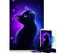 Puzzle da 1000 pezzi con gatto al neon che guarda le stelle, ideale per ragazzi, per migliorare la memoria, senza stress, con design e assemblaggio rilassanti, un regalo speciale (50x75cm)