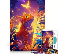 Puzzle da 1000 pezzi con gatto arancione che guarda una farfalla, ideale per ragazzi, gioco di abilità mentale, divertimento rilassante, design da assemblare, (38x26cm)