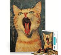 Puzzle da 1000 pezzi con gatto arancione che sbadiglia,ideale per ragazzi Gioco di abilità mentale,taglio laser per un incastro perfetto,esercizio mentale per momenti di tranquillità a casa (50x75cm)