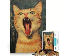 Puzzle da 1000 pezzi con gatto arancione che sbadiglia,ideale per ragazzi Gioco di abilità mentale,taglio laser per un incastro perfetto Esercizio mentale per momenti di tranquillità a casa (38x52cm)