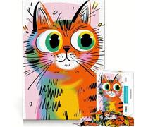 Puzzle da 1000 pezzi con gatto arancione dai grandi occhi,taglio preciso,divertente sfida mentale,gioco per il tempo libero,compleanno,attività artistica (38x52cm)