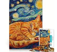 Puzzle da 1000 pezzi con gatto arancione e gattino che dorme, ideale per adulti, per rafforzare la memoria, attività da svolgere a casa, bordi netti, regalo festivo (50x75cm)