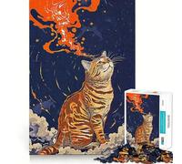 Puzzle da 1000 pezzi con gatto arancione, Giappone, per adulti Puzzle che migliora la memoria, ideale per il relax, con taglio preciso Regalo perfetto per le vacanze (38x52cm)