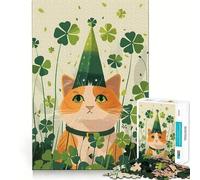 Puzzle da 1000 pezzi con gatto arancione per il giorno di San Patrizio, ideale per adolescenti Gioco di abilità mentale, divertente e rilassante, con design unico da assemblare (50x75cm)
