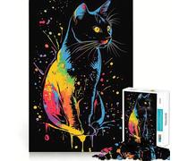 Puzzle da 1000 pezzi con gatto arcobaleno per adolescenti, gioco rilassante, evasione, bordi precisi, (50x75cm)