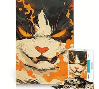 Puzzle da 1000 pezzi con gatto arrabbiato e aura infuocata,gioco di abilità creativa,componenti robusti e ben definiti,ideale da portare in viaggio,gioco per allenare la mente (50x75cm)