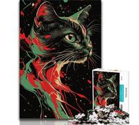 Puzzle da 1000 pezzi con gatto, arte fantasy, sfida difficile, antistress, ogni pezzo è unico, gioco divertente per tutta la famiglia (75x50cm)