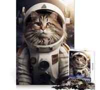 Puzzle da 1000 pezzi con gatto astronauta norvegese ideale per adulti ideale come regalo per migliorare la memoria e favorire il rilassamento mentale Taglio di alta qualità Una piacevole sorpresa