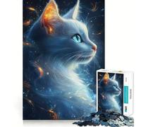 Puzzle da 1000 pezzi con gatto bianco mistico per adolescenti, ideale per rafforzare la memoria, perfetto per il tempo libero a casa, con bordi puliti e un regalo prezioso (50x75cm)
