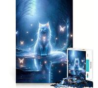 Puzzle da 1000 pezzi con gatto bianco mistico per adulti e ragazzi, gioco di logica, relax, taglio di precisione, (38x52cm)